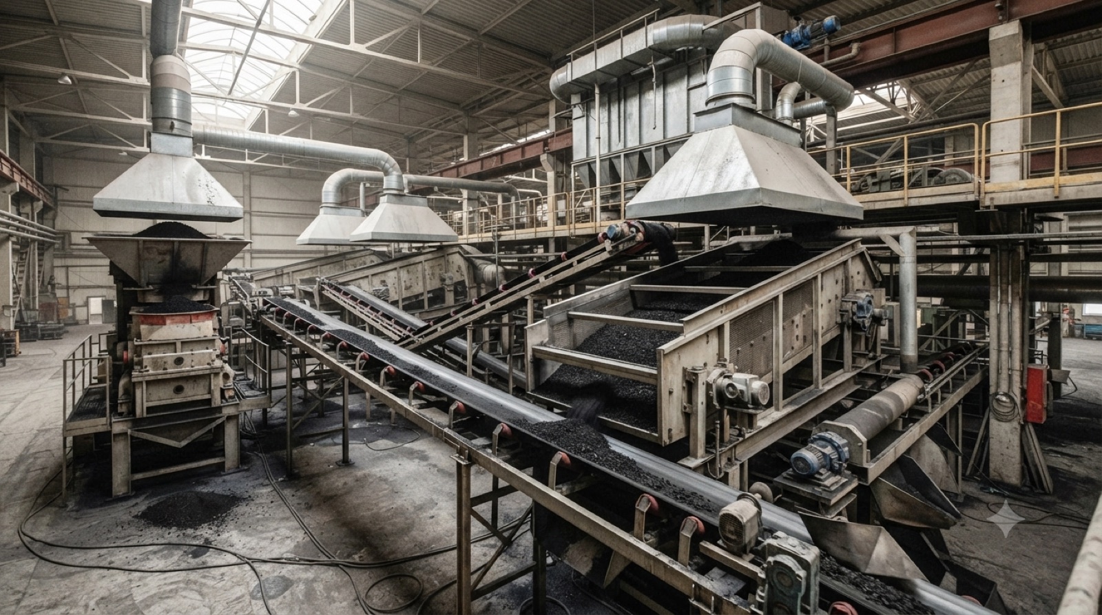Carbon crushing and screening line