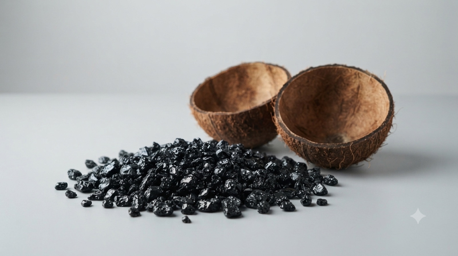 Coconut shell activated carbon with coconut shells