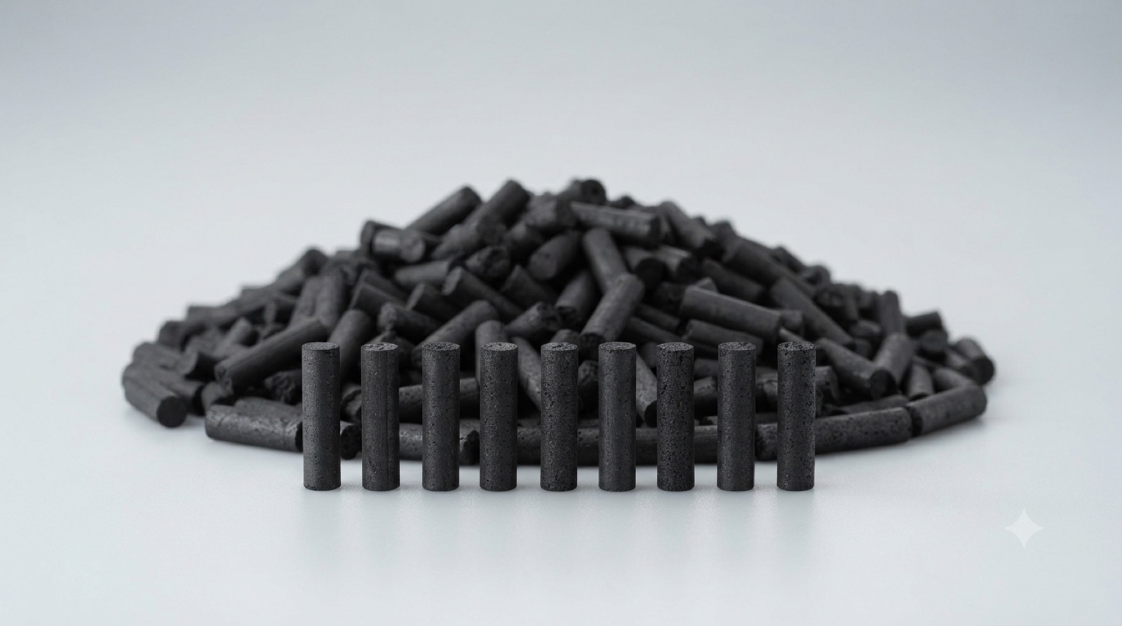 Columnar extruded activated carbon pellets